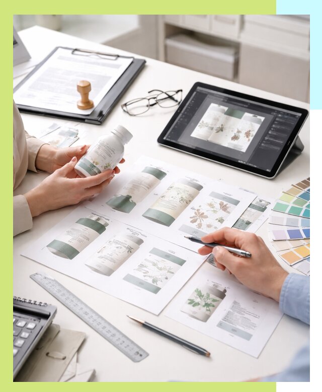 Профессиональная разработка дизайна и текста этикетки продукции в Искитиме